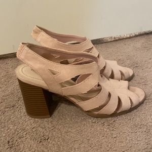 Cute blush pink wood heels